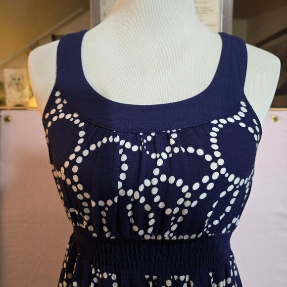 Marks and Spencer Sleeveless Maxi Cool Dress Navy & White Size UK 8 US 10 - Picture 3 of 12